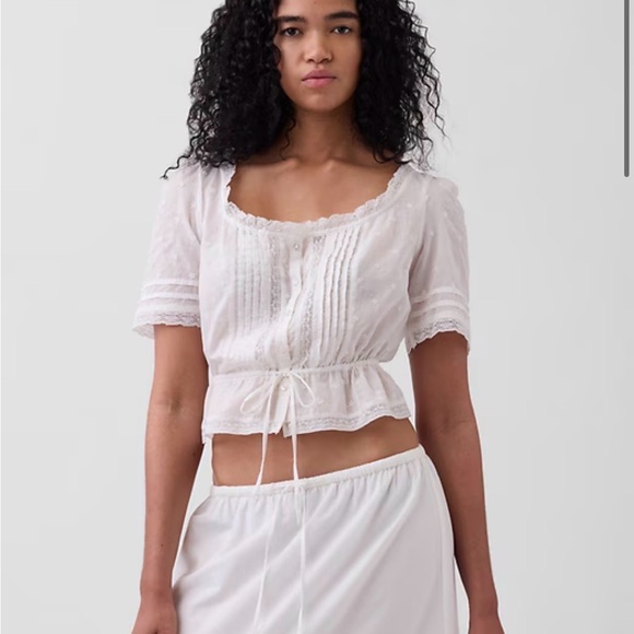 GAP Tops - Gap White Lace Trim Peplum Top